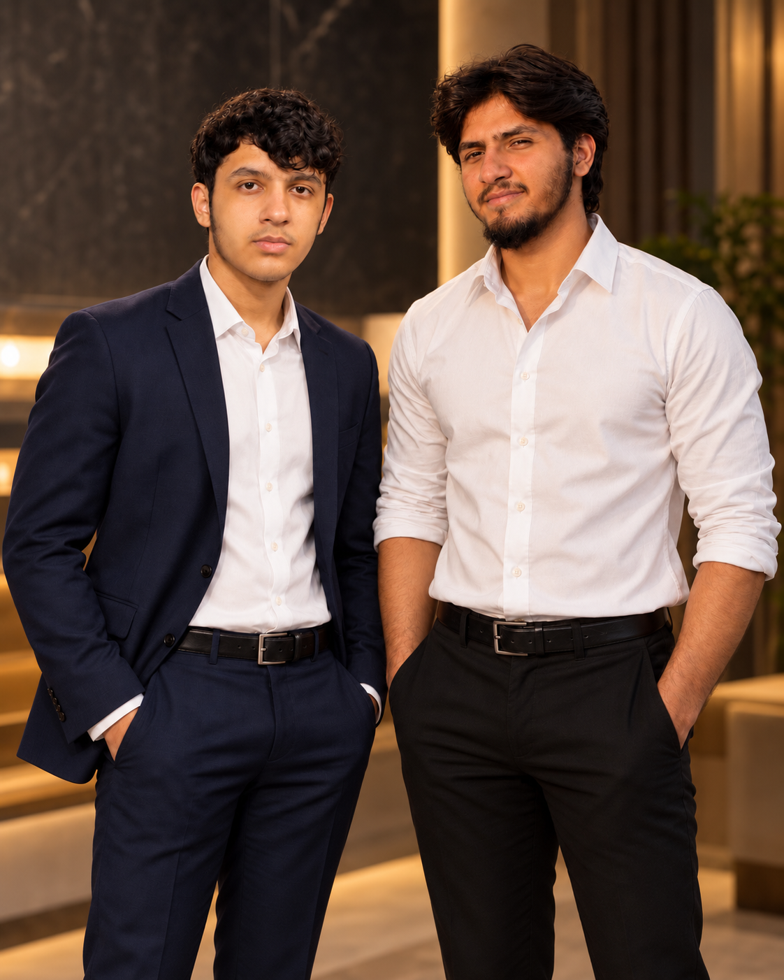 Haroon and Zobair, the founders of NextWave Kids, standing together in their Camp Hill facility
